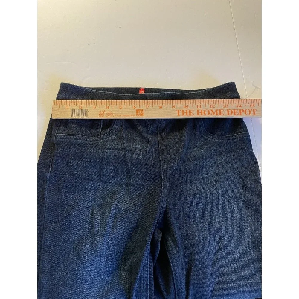 Spanx medium wash stretch dark wash denim skinny blue jeans pants size Medium
